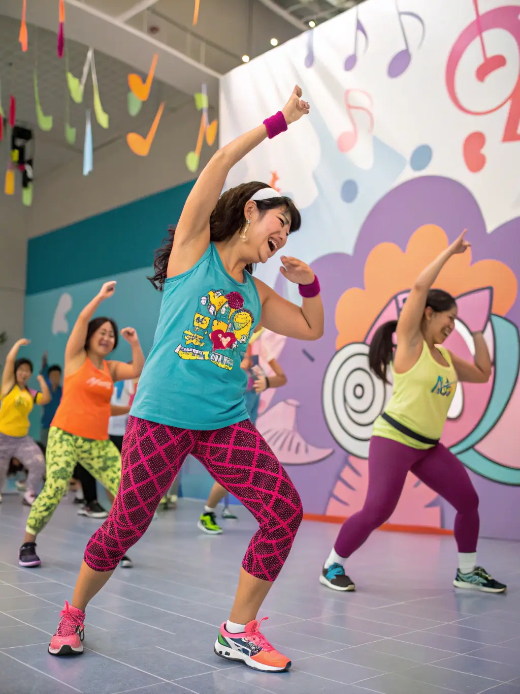 A dynamic shot of participants engaged in a Zumba class at ASSOCIATION PLAISANCE LOISIRS, highlighting the energy and community spirit of the activity.